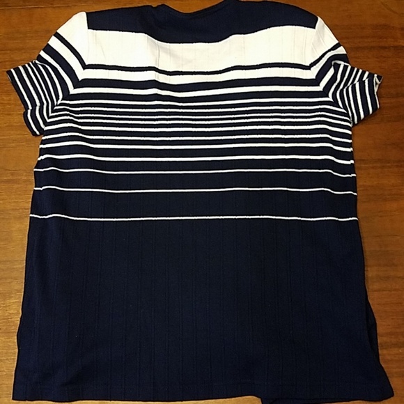 #031 Alfred Dunner Sz 16 ๐HP๐ธ๐ Navy and white striped short sleeved top - Picture 5 of 9